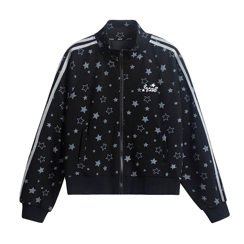 Allover Star Print Track Zip Jacket