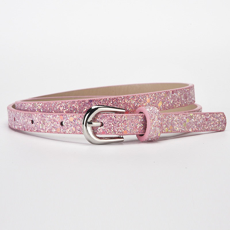 Glitter Skinny Buckle Belt