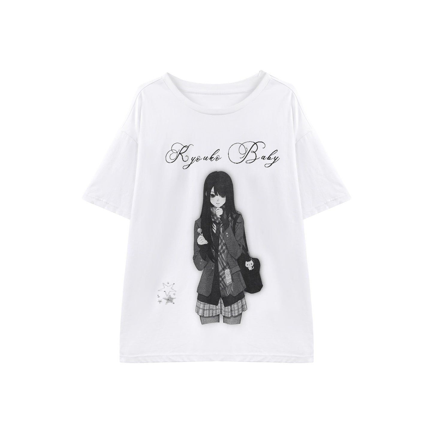 Room Doll Graphic Tee & Plaid Skirts