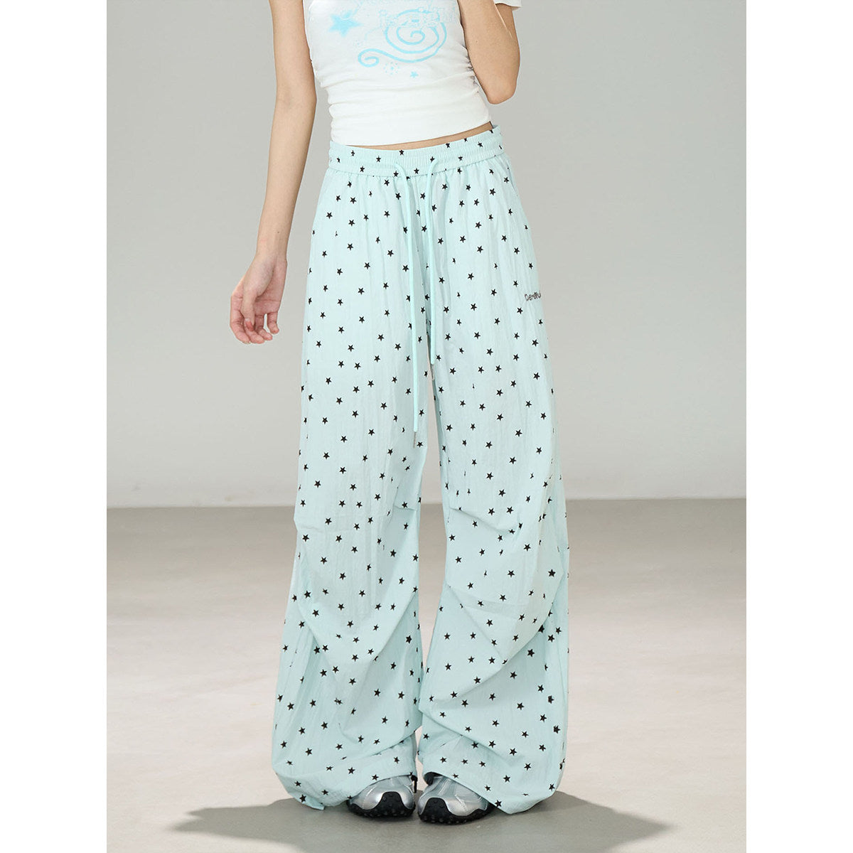 Light Blue Star Wide Leg Pants