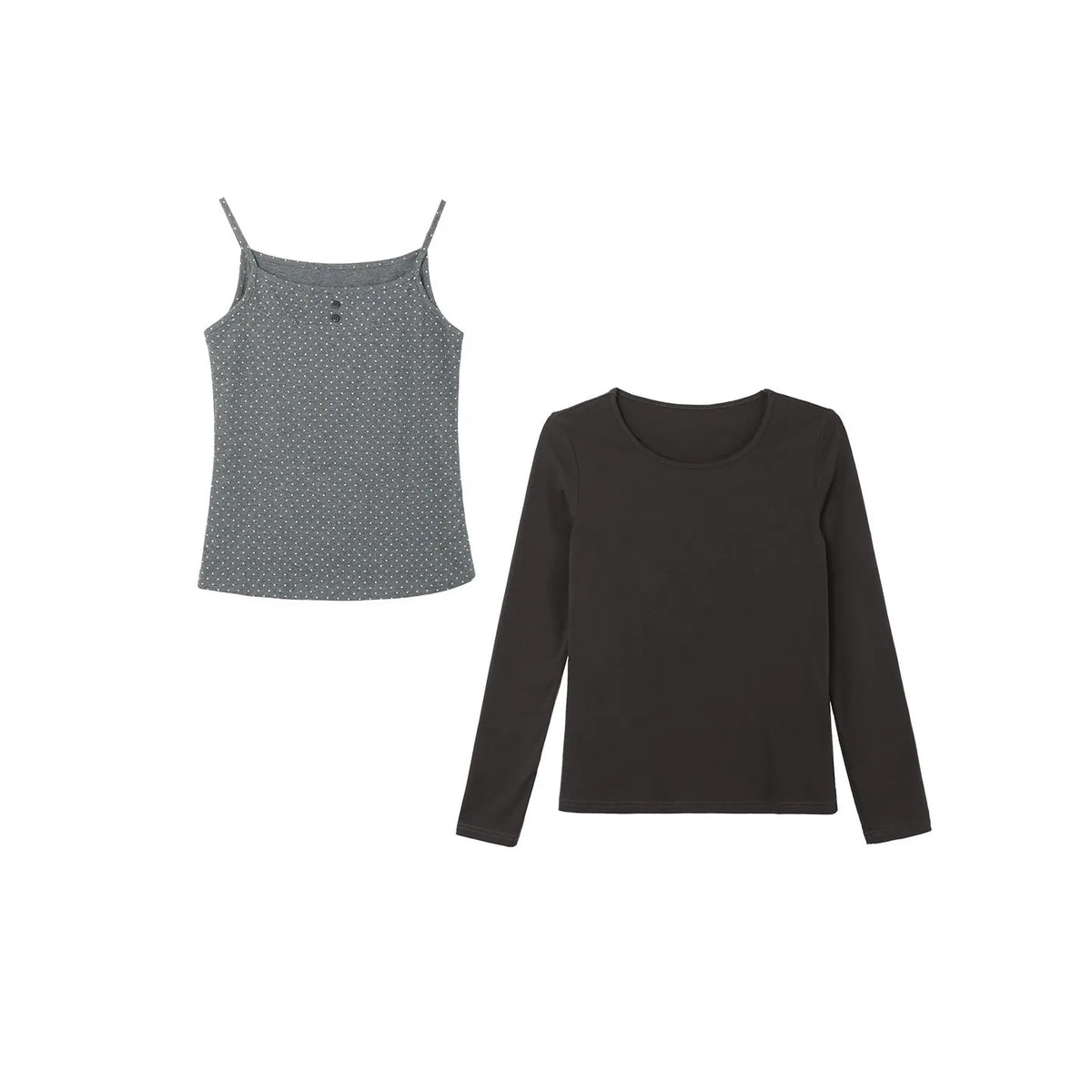 Polka Dot Cami & Long Sleeve Layering Set