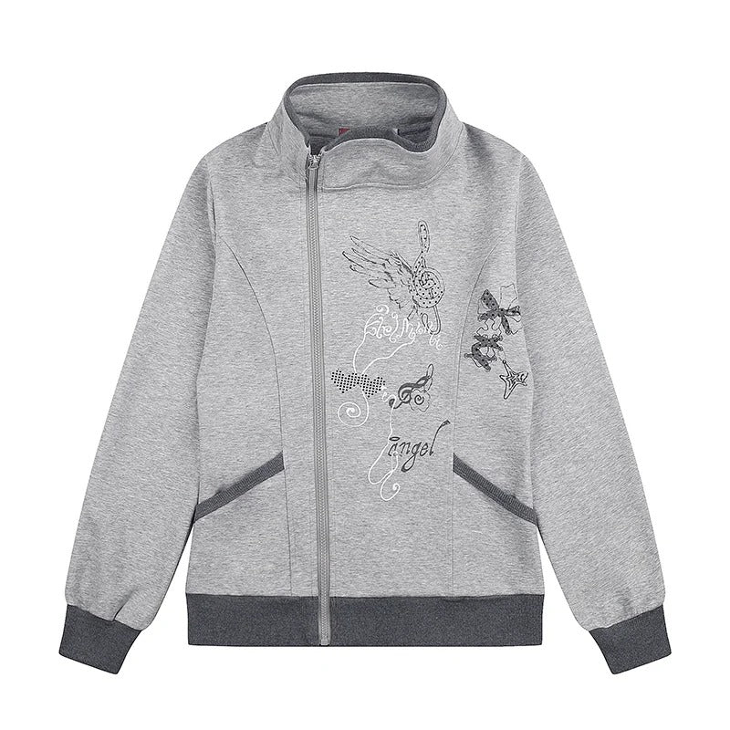 Music Angel Asymmetric Zip-Up Jacket
