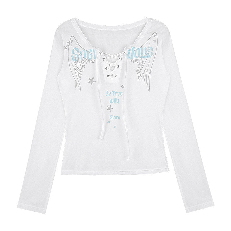 White Night Angel Wing Layered Top
