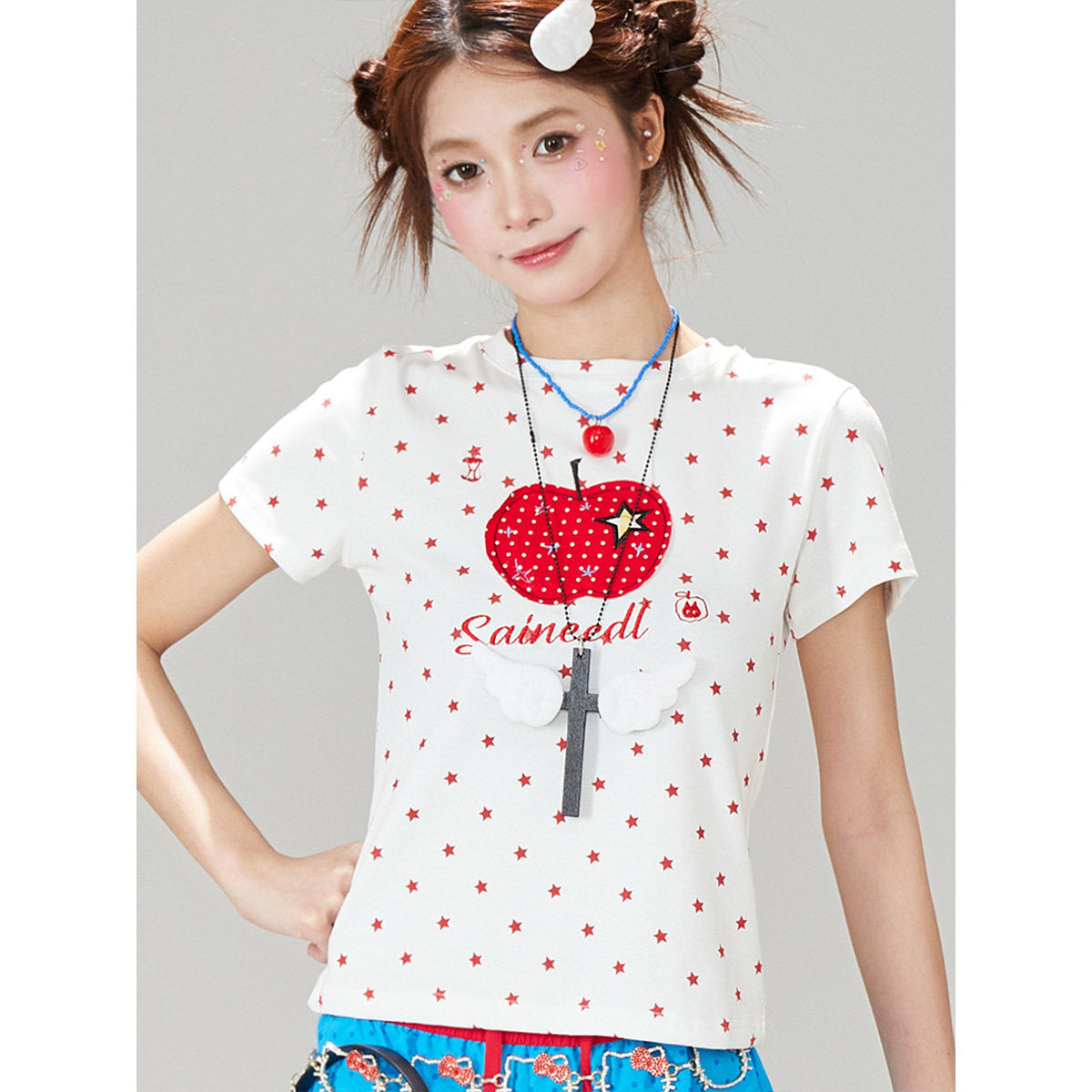 Apple Star Graphic Baby Tee