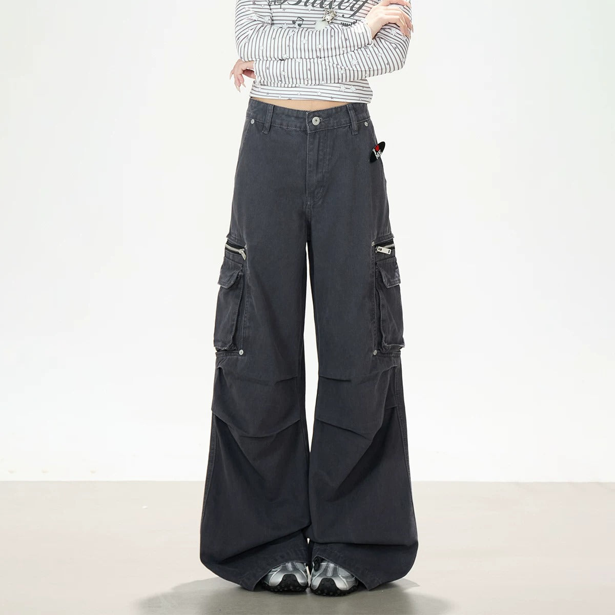 Star Stripe Long Sleeve Top & Utility Wide-Leg Cargo Pants