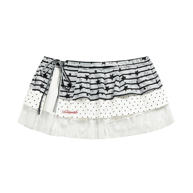 Star Lace Patchwork Layering Skirt