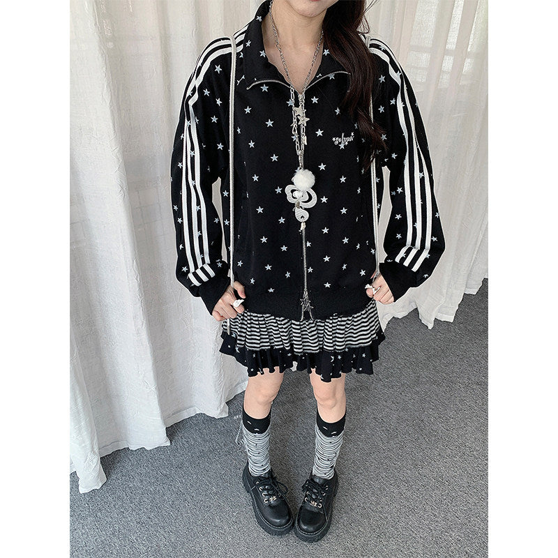 Allover Star Stripe Zip-Up Track Jacket