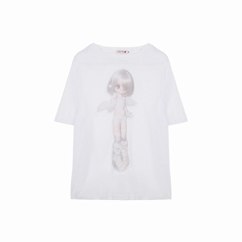 Faded Angel Girl Sheer Oversized Tee