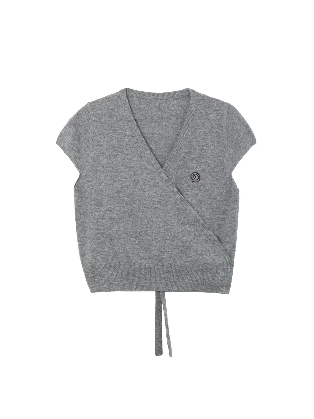 Wool Wrap-Tie V-Neck Knit Top