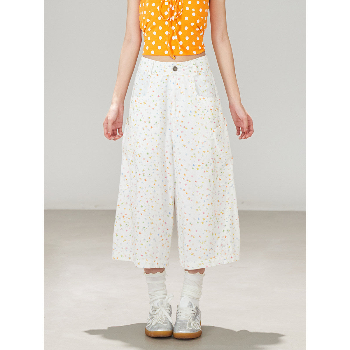 White Star Wide Leg Pants