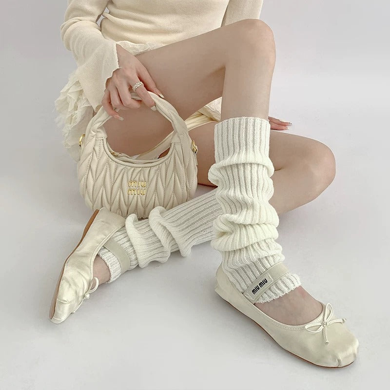 Ribbed Knit Slouch Leg Warmers