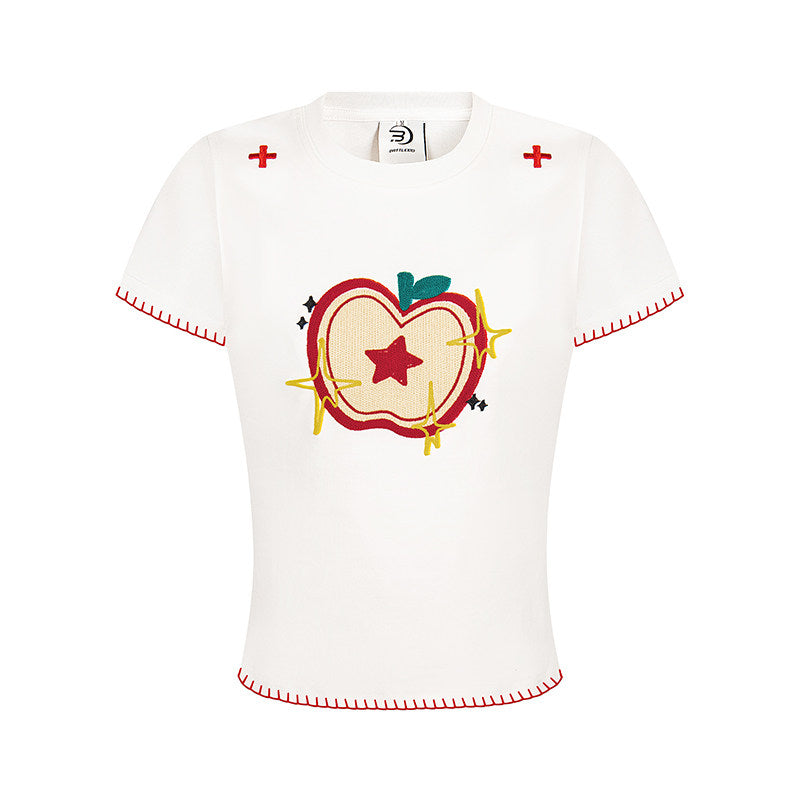 Apple Star Embroidered Baby Tee