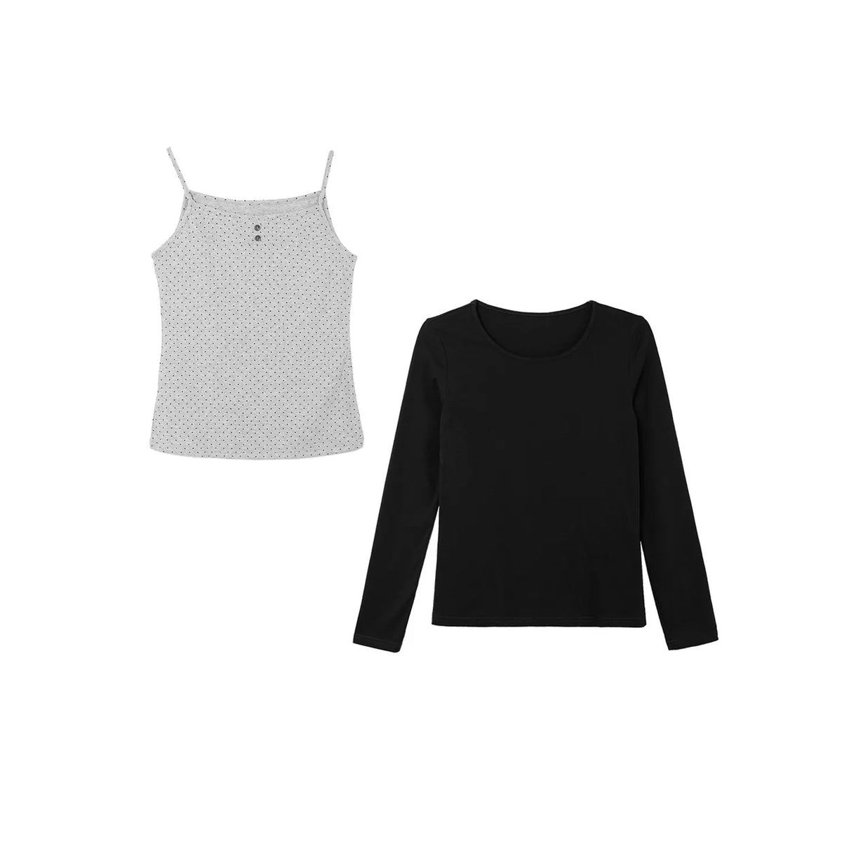 Polka Dot Cami & Long Sleeve Layering Set