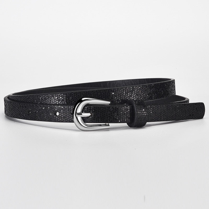 Glitter Skinny Buckle Belt