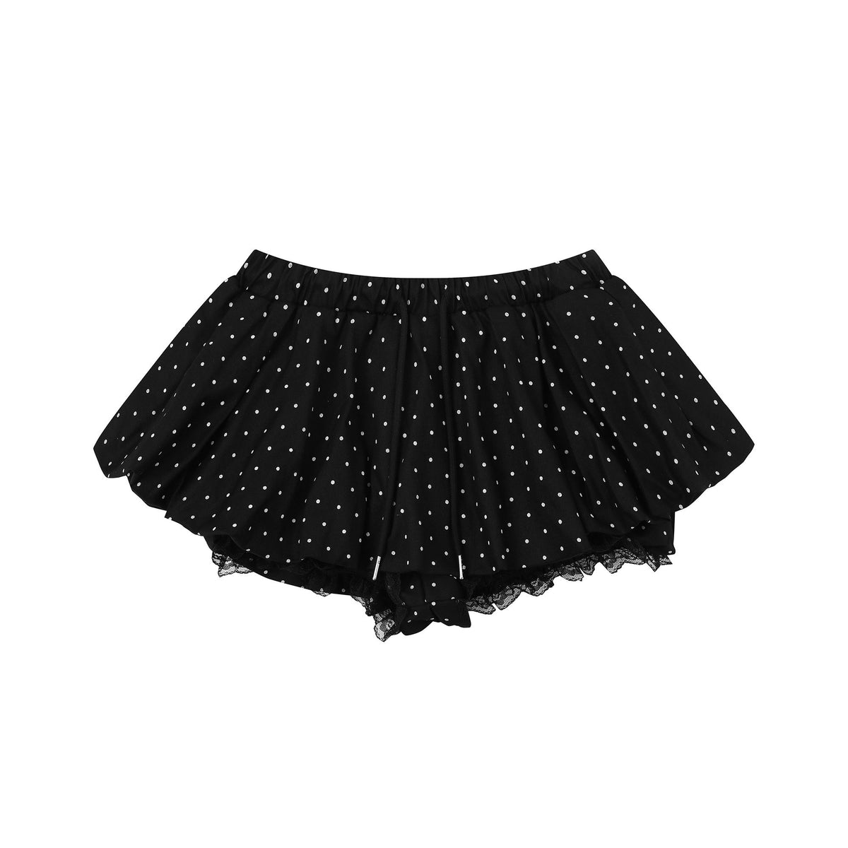 Polka Dot Bubble-Hem Ruffle Skort