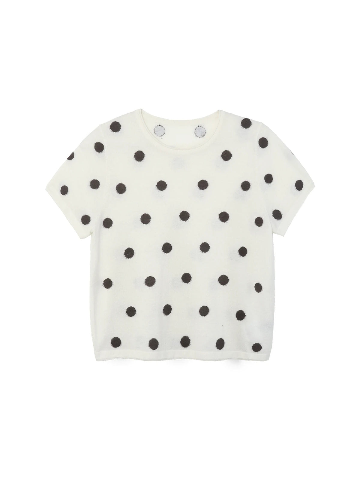 Polka Dot Wool-Blend Short Sleeve Knit Top