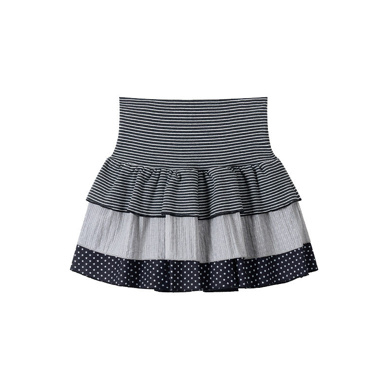 Trio Stripe Star Tiered Mini Skirt