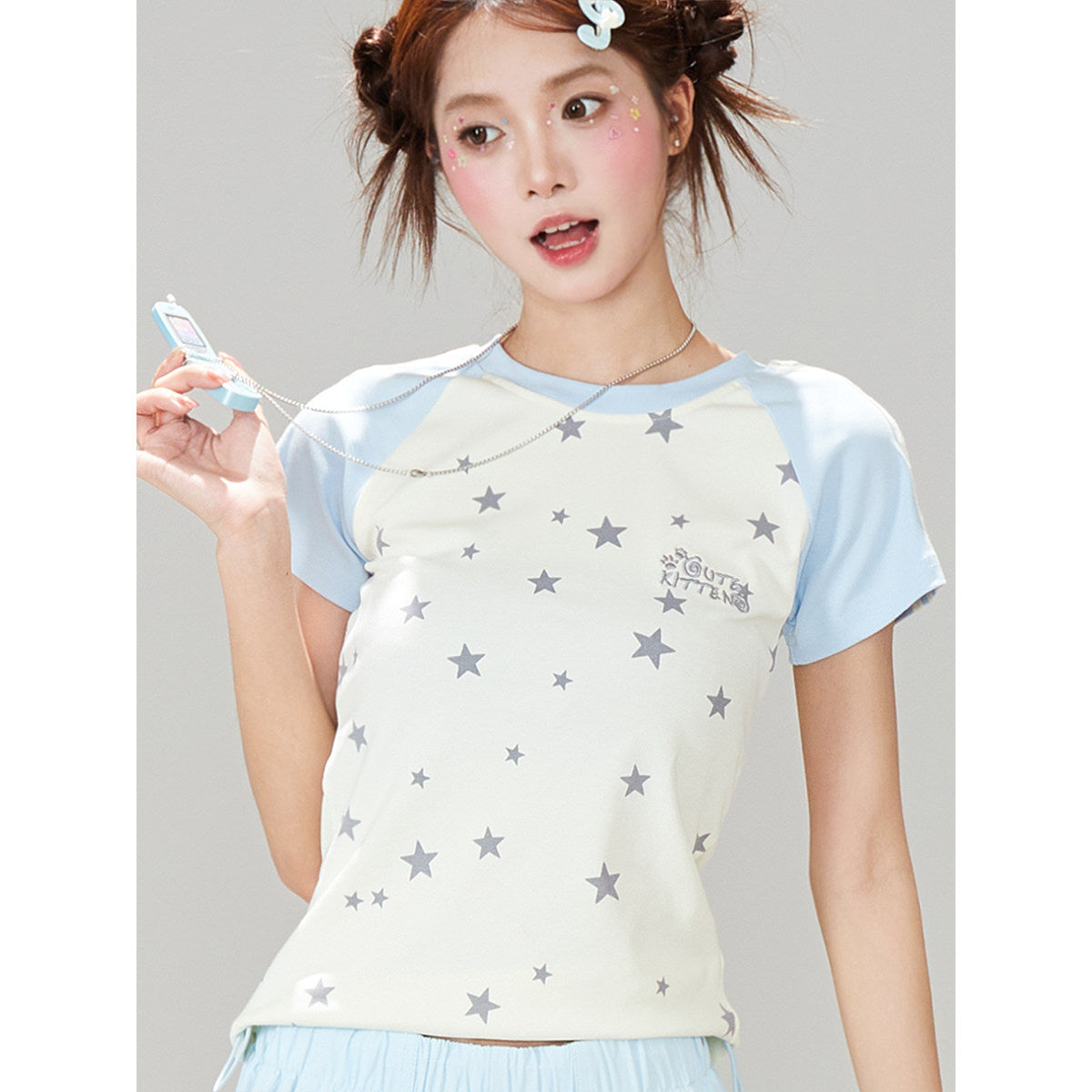 Star Print Raglan Baby Tee