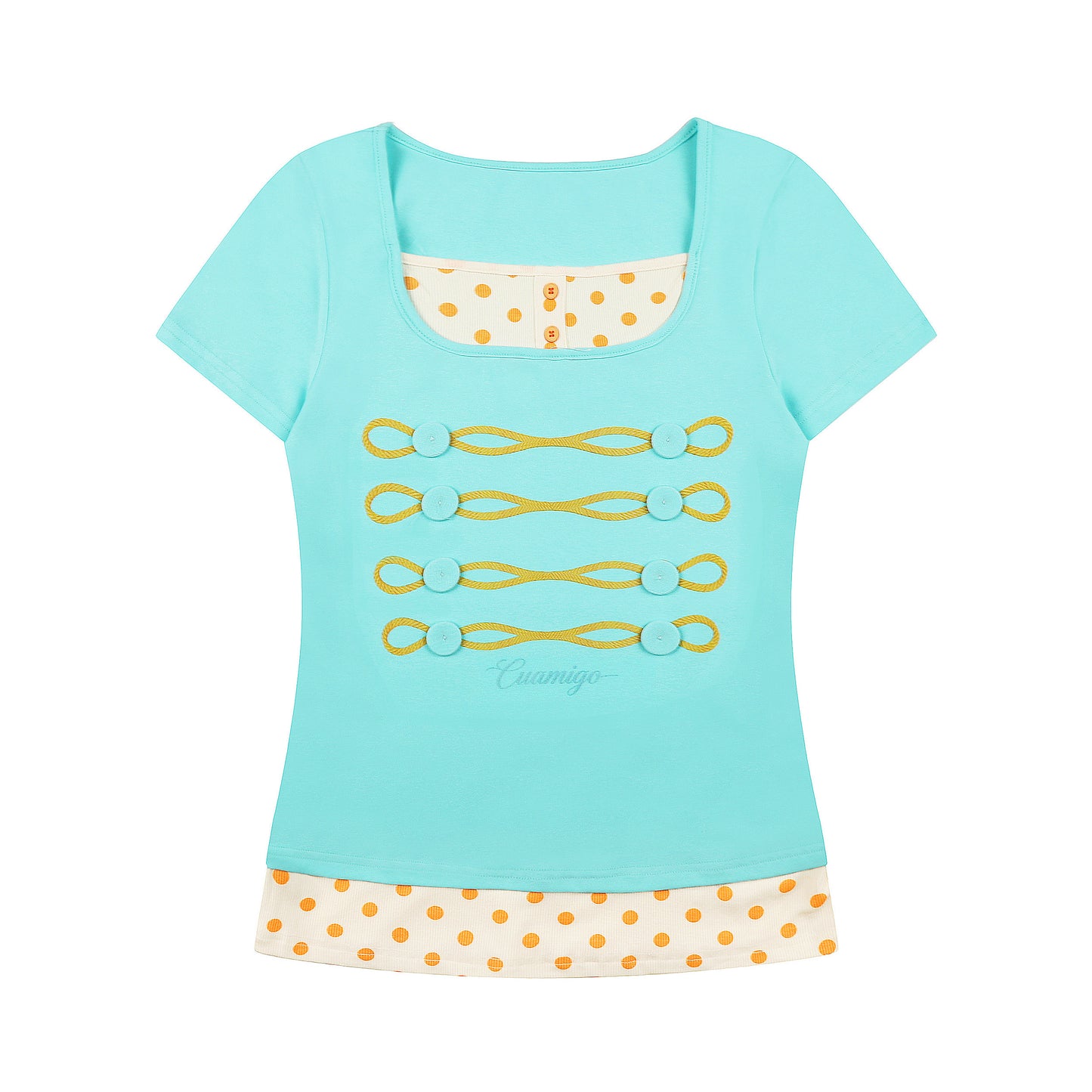 Lilac Polka Dot Faux-Layer Fitted Tee