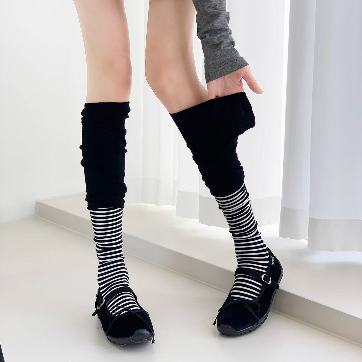 Striped Slouch Knee-High Socks