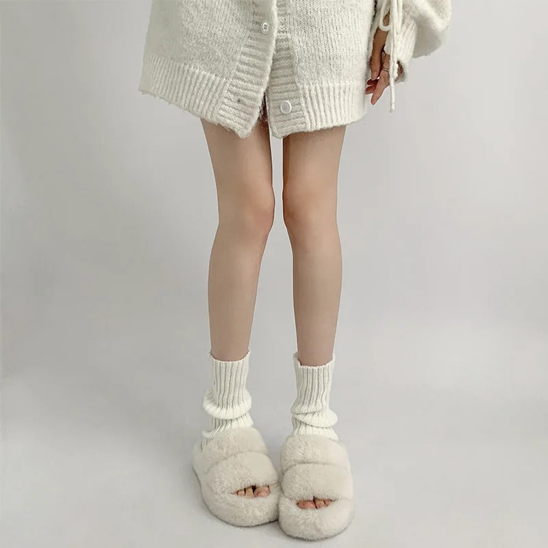 Ribbed Knit Slouch Leg Warmers