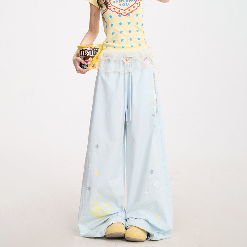 Dreams Star Baby Tee & Light Blue Wide-Leg Pants