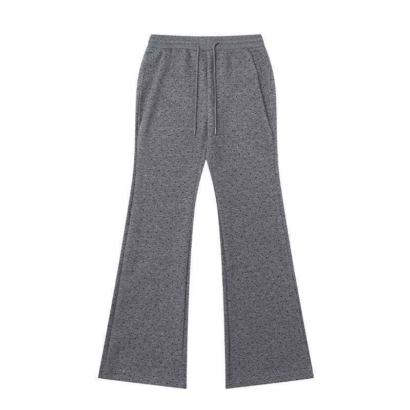 Allover Star Cropped Long Sleeve Top & Dark Heather Gray Wide Leg Pants
