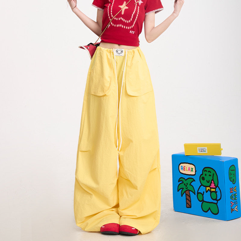 Red Star Baby Tee & Yellow Wide-Leg Pants