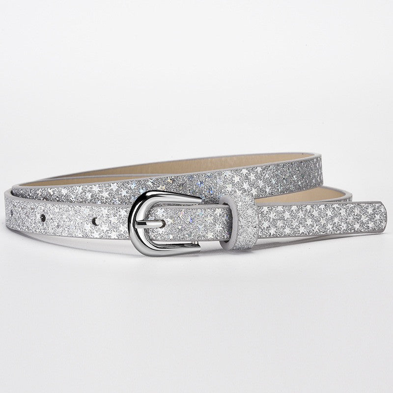Glitter Skinny Buckle Belt