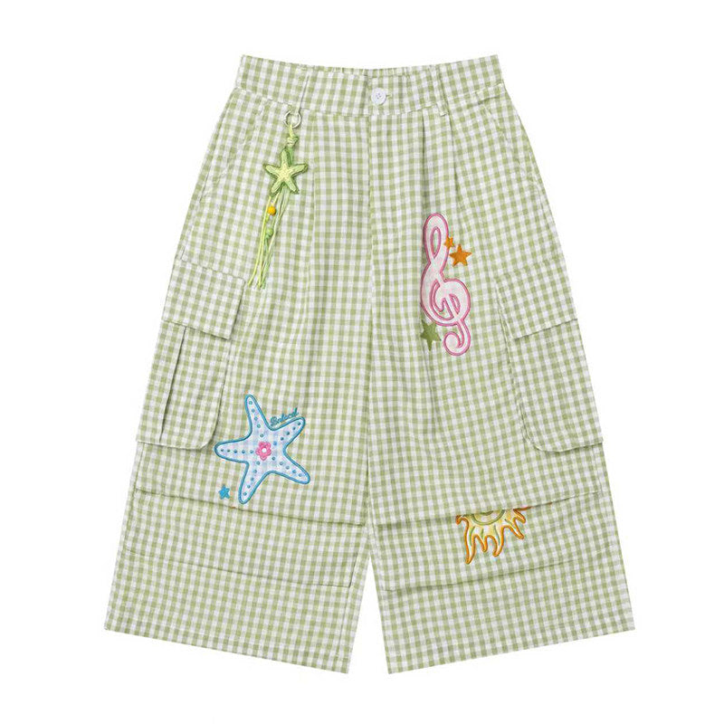 Green Apple Sheer Top & Plaid Doodle Pants