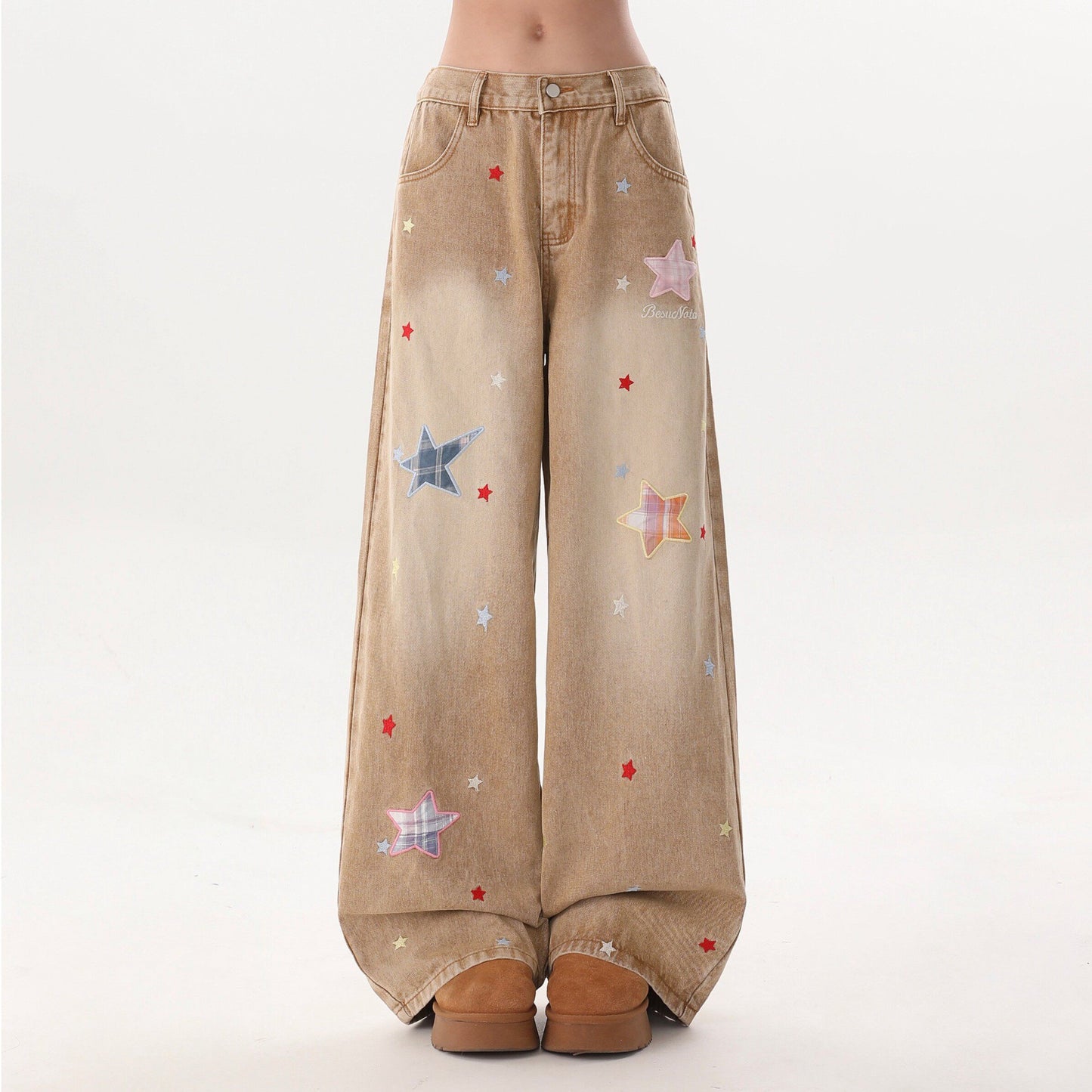 Star Patch Wide-Leg Jeans