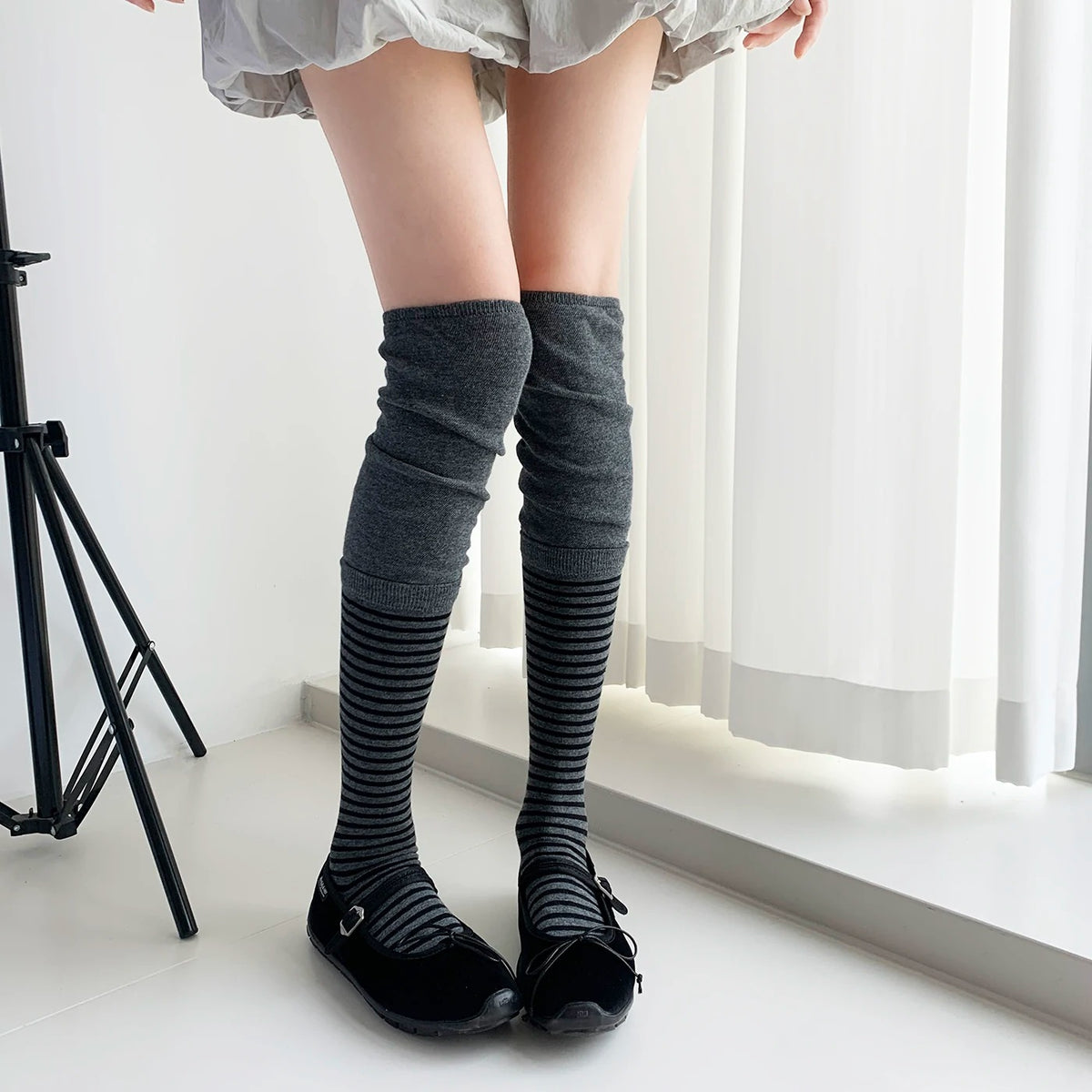 Striped Slouch Knee-High Socks