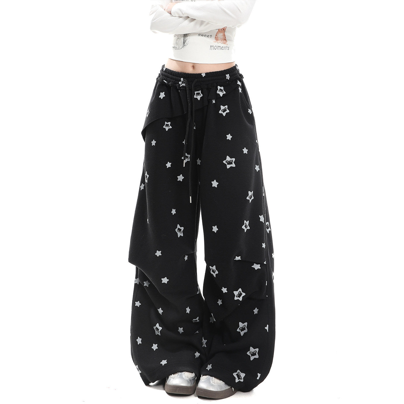 Star Kitty Layered Wide-Leg Pants
