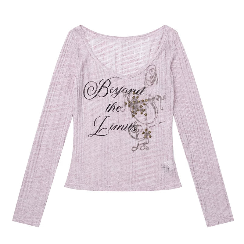 Beyond the Limits Sheer Grid Long Sleeve Top & Pony Star Wide-Leg Jeans