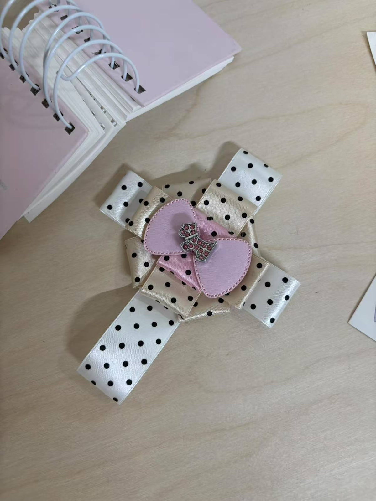 Handmade Polka Dot Ribbon Brooch Pin (Preorder)