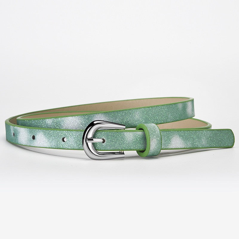 Glitter Skinny Buckle Belt