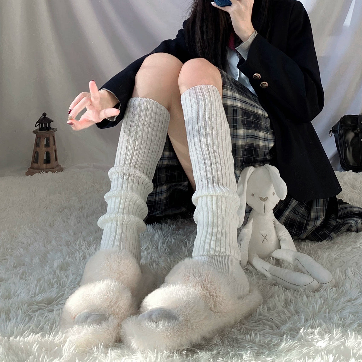 Ribbed Knit Slouch Leg Warmers