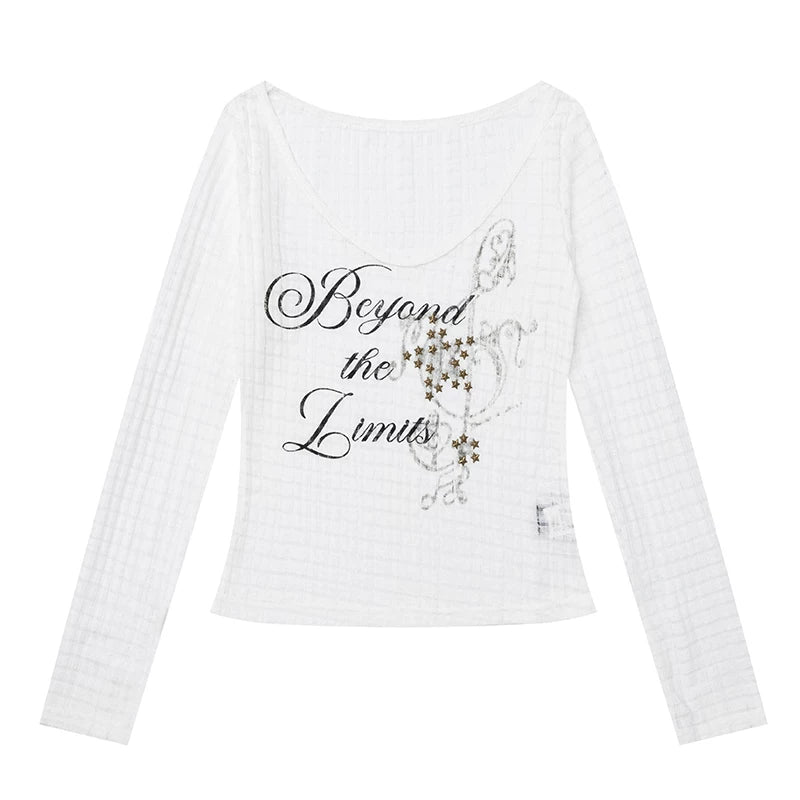 Beyond the Limits Sheer Grid Long Sleeve Top & Pony Star Wide-Leg Jeans