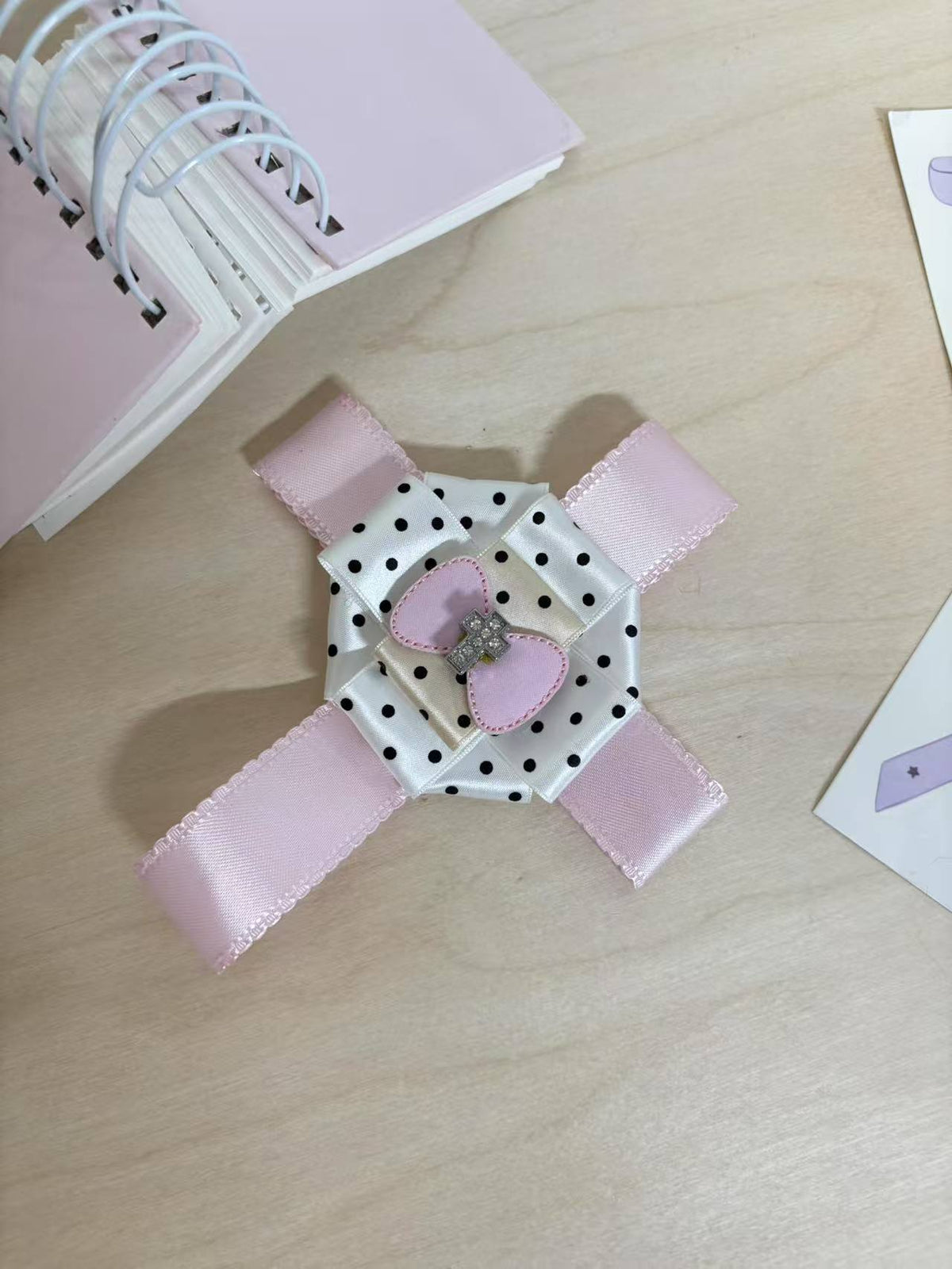 Handmade Polka Dot Ribbon Brooch Pin (Preorder)