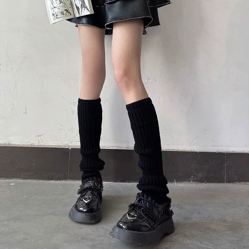 Ribbed Knit Slouch Leg Warmers