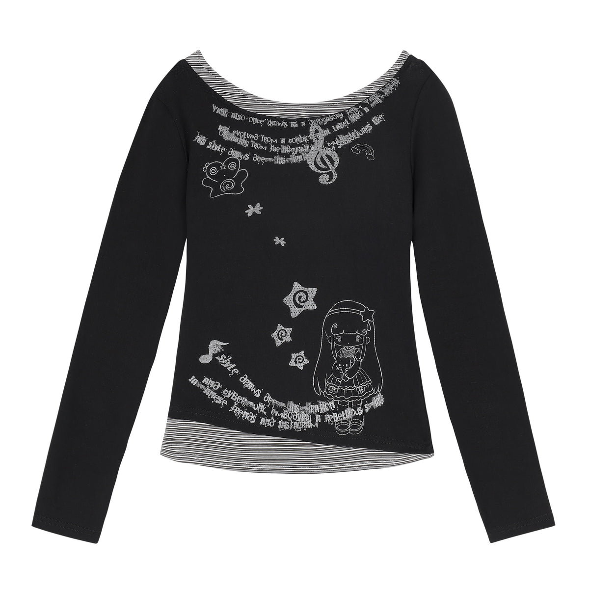 Vintage Graphic Layered Long Sleeve Top