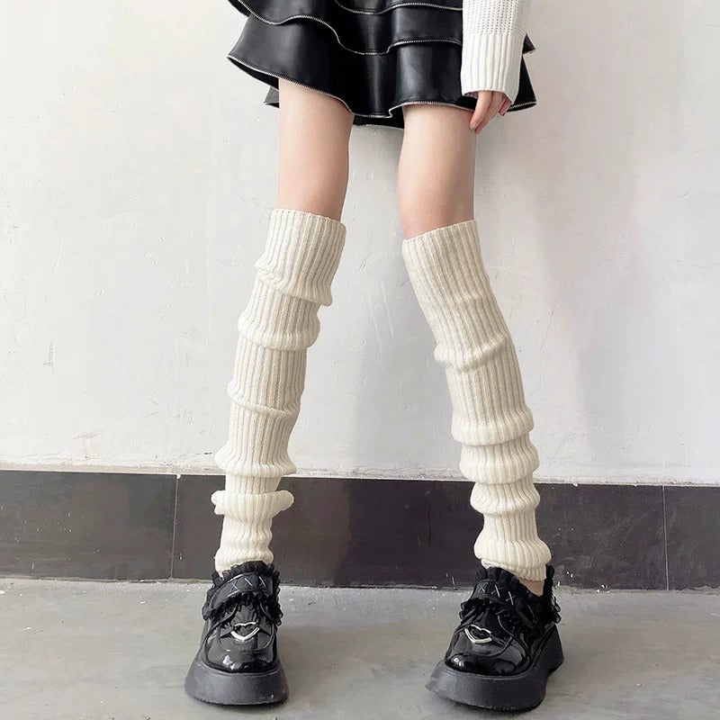 Ribbed Knit Slouch Leg Warmers