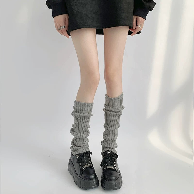 Ribbed Knit Slouch Leg Warmers
