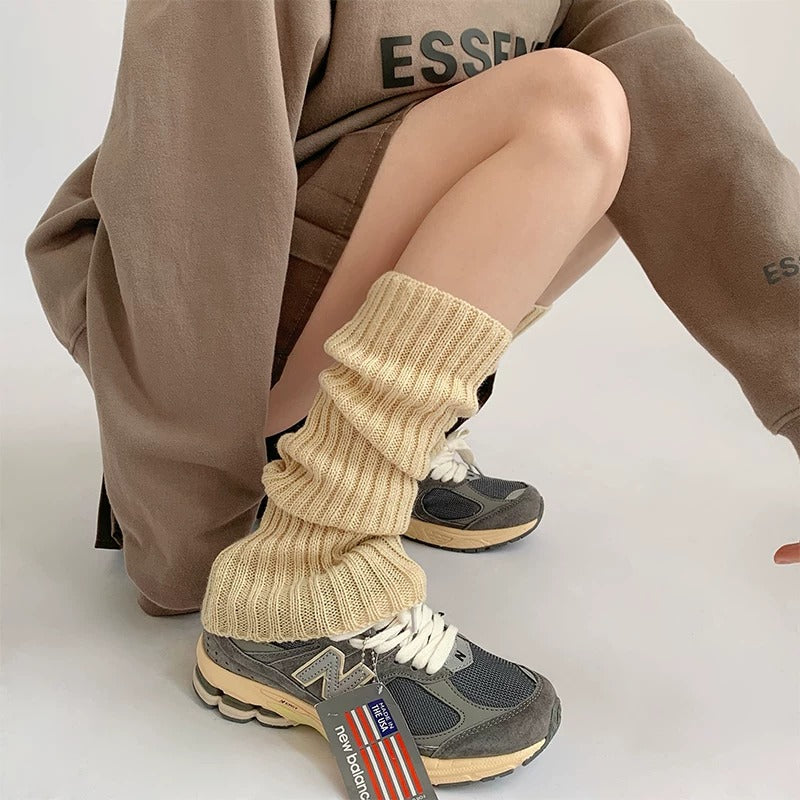 Ribbed Knit Slouch Leg Warmers