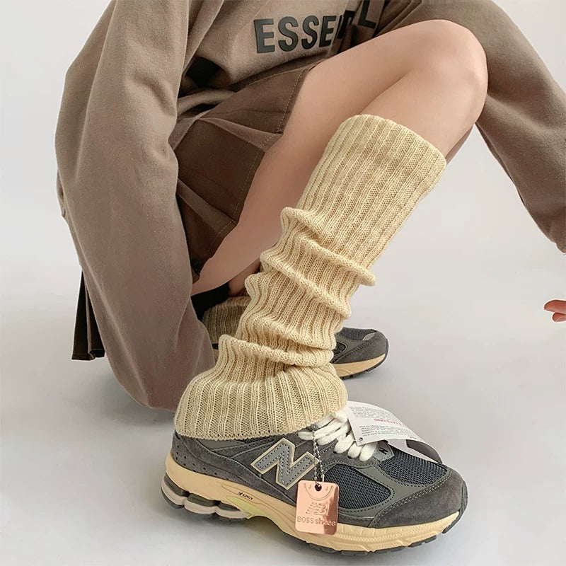 Ribbed Knit Slouch Leg Warmers