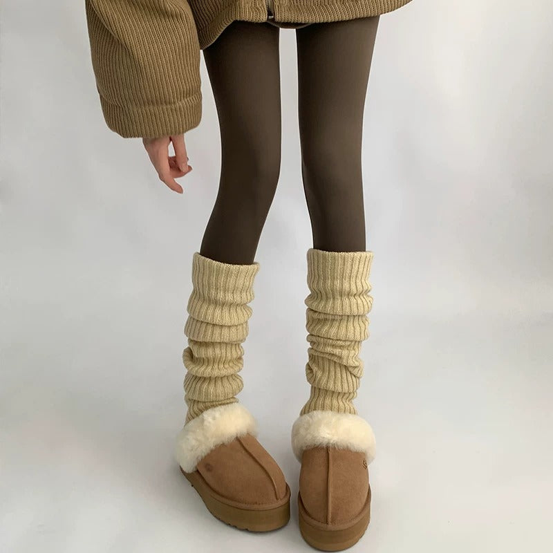 Ribbed Knit Slouch Leg Warmers