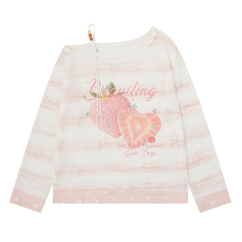 Summer Stripe Graphic Long Sleeve Top & Star Halter Cami