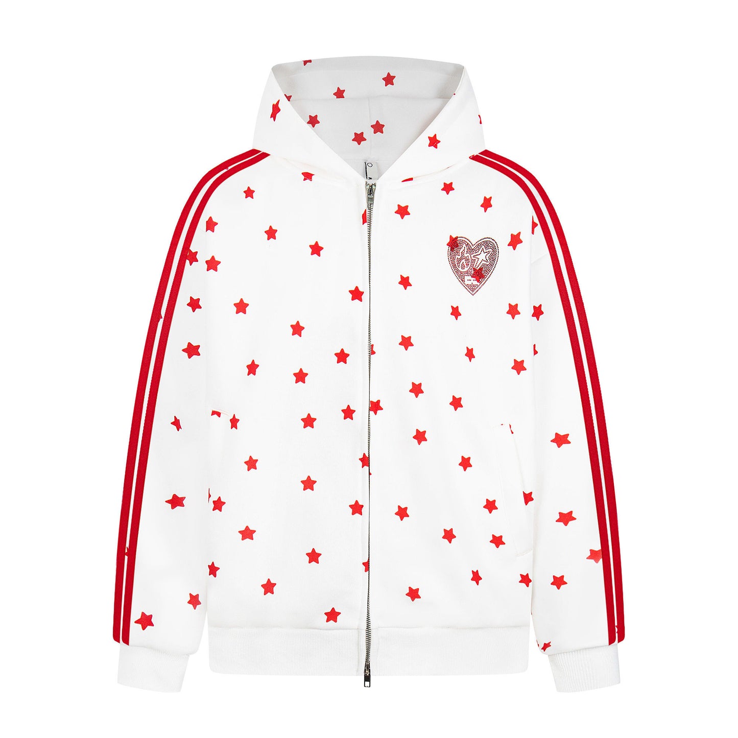 Trainingsjacke mit Sternendruck und Strasssteinen (Stehkragen / Kapuze)