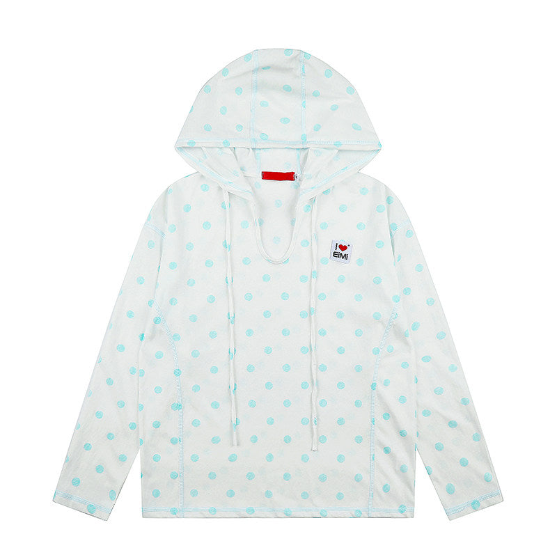 Mint Polka Dot Lightweight Hooded Cover-Up