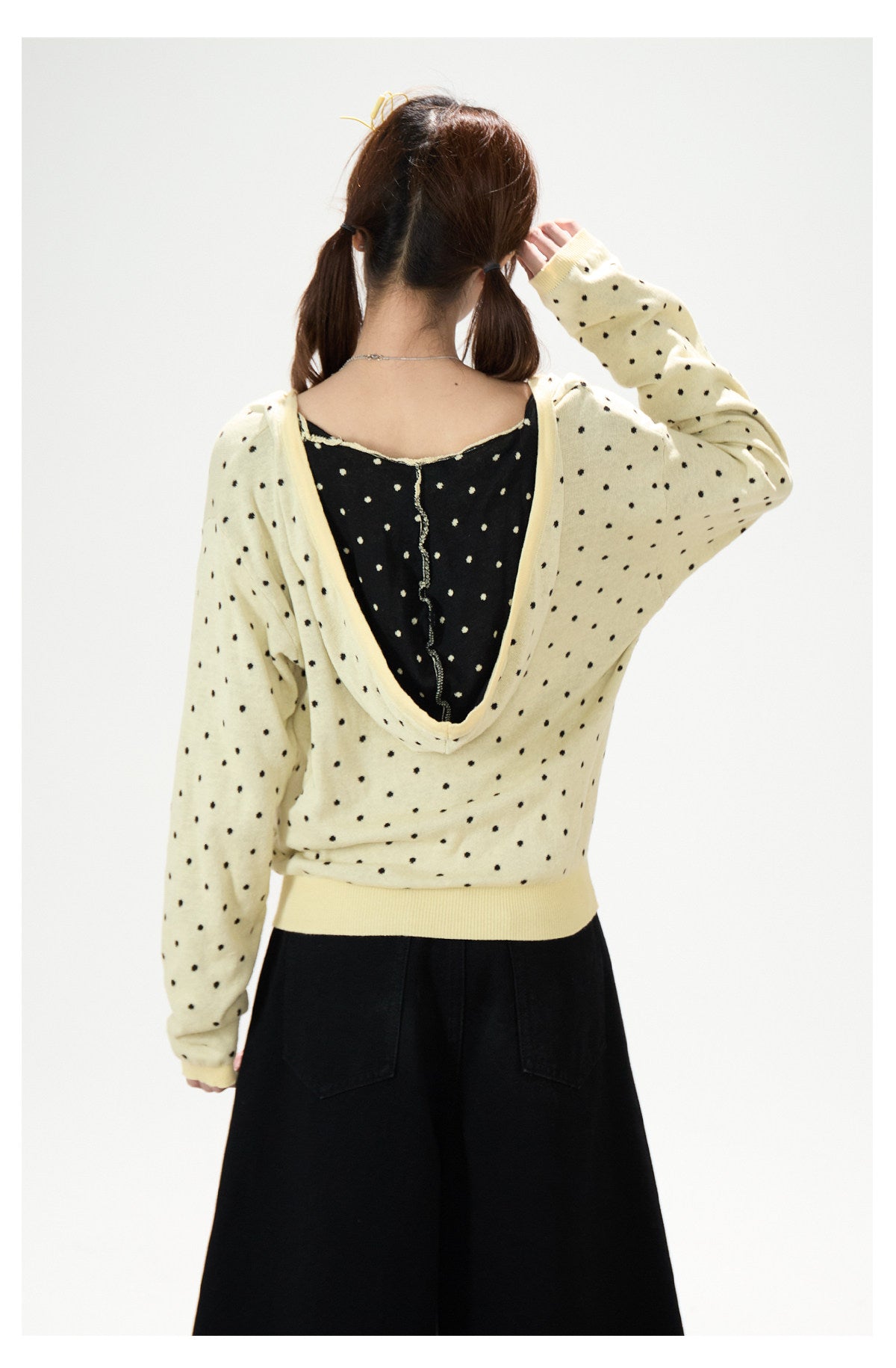 Polka-Dot Hooded Knit Sweater